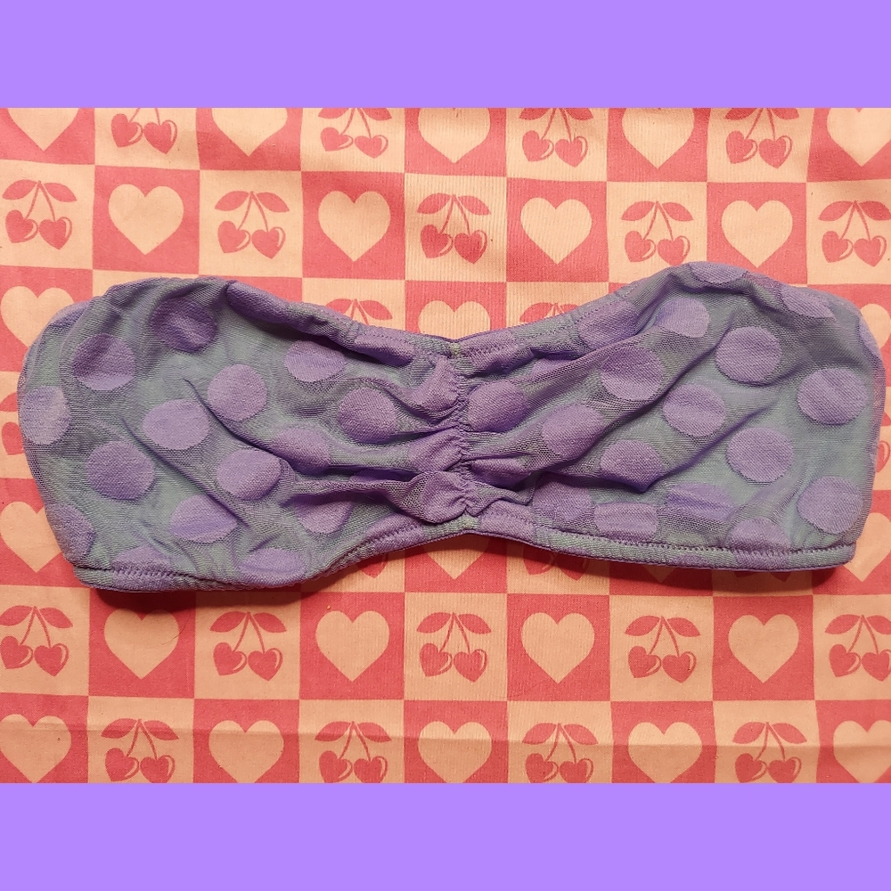 Victorias Secret PINK Purple Polka Dot  Strapless Sports Bra